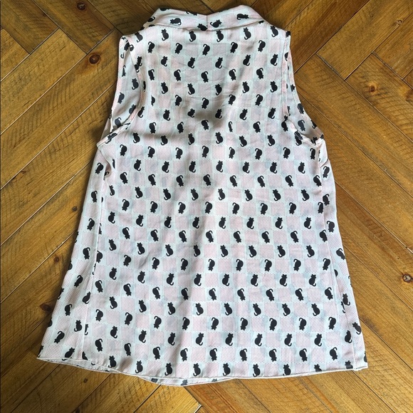 NWOT Poema Black Cat Retro Style Blouse - Picture 2 of 5